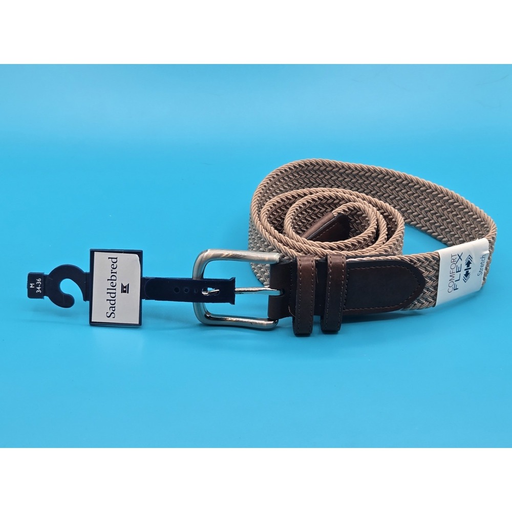 Size 34-36 Saddlebred Men's Belt New NWT Beige Brown Medium
